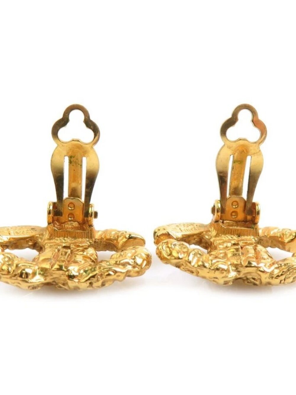 Auth CHANEL Vintage CC Logo Clip on Earrings Gold Metal - Picture 3 of 8